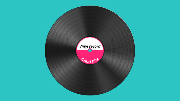 带有标签的经典黑胶唱片图片下载
