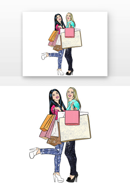 双11波普风美女购物图片下载
