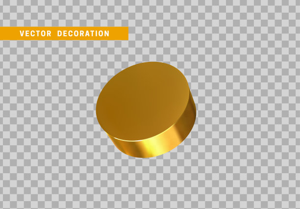 3d黄金几何形状对象圆钢，棒，金属圆木材。金属色渐变上的写实几何元素。为设计渲染装饰用的金色人物。矢量图图片下载