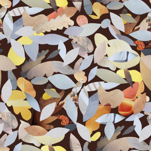 剪纸叶子无缝的图案。平的拼贴画。图片下载