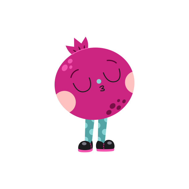 可爱的卡通石榴插图在白色的背景。图片下载