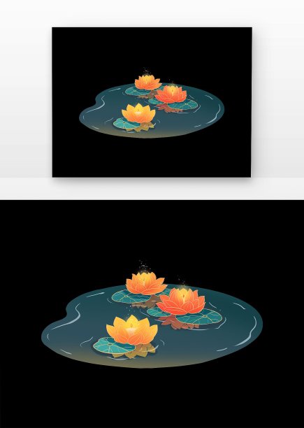 荷花灯水面唯美场景图片下载