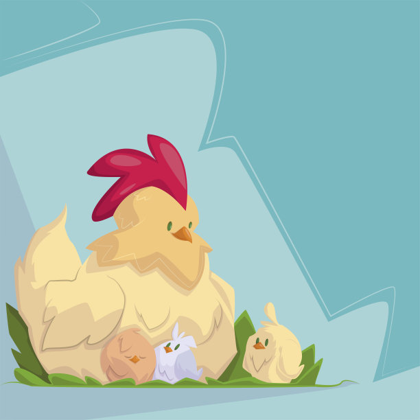 插图母鸡和她的小新生儿旁边图片下载