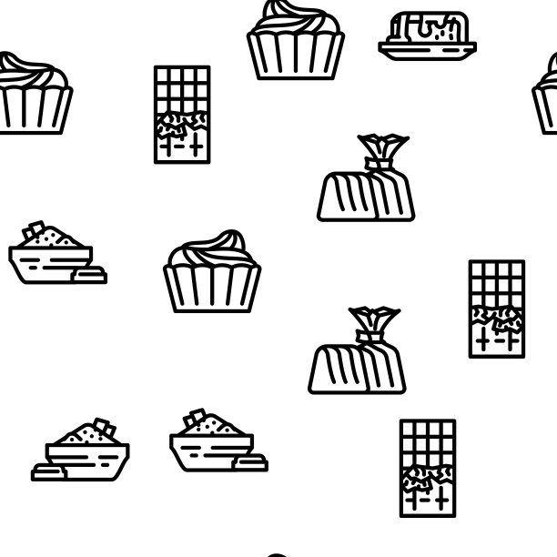 巧克力甜品和饮料矢量无缝模式图片下载