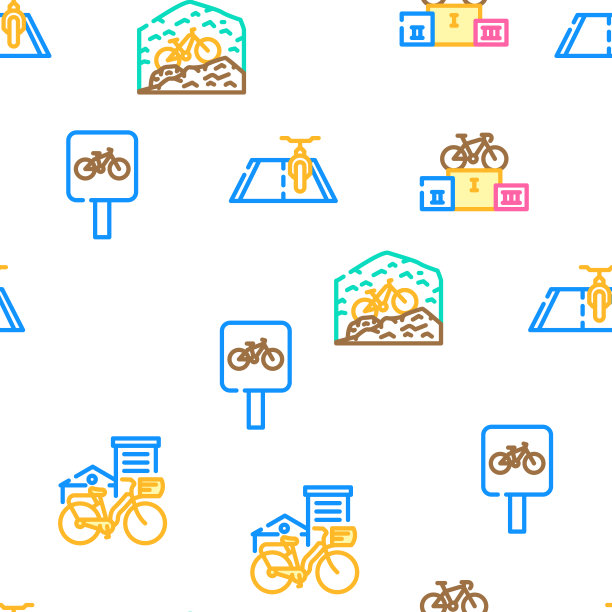 自行车运输和配件矢量无缝模式图片下载