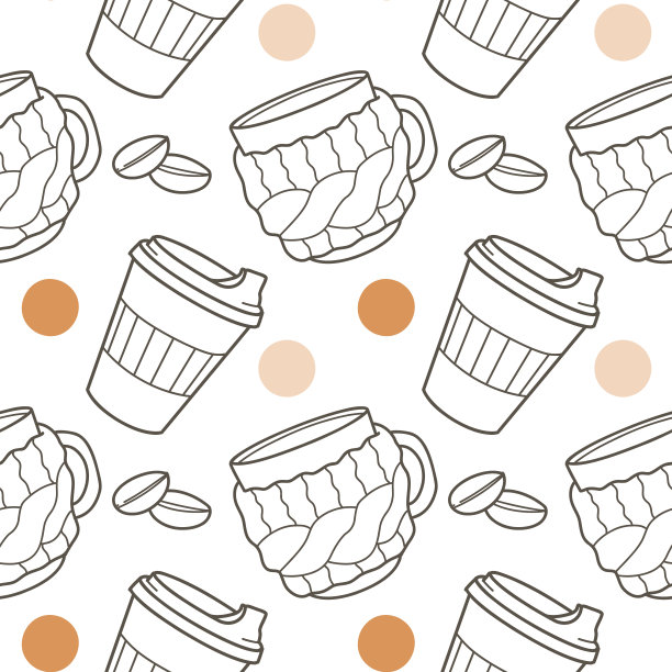 矢量无缝图案在有趣的茶杯茶和咖啡图片下载