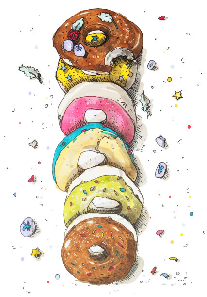 彩笔画甜甜圈图片下载