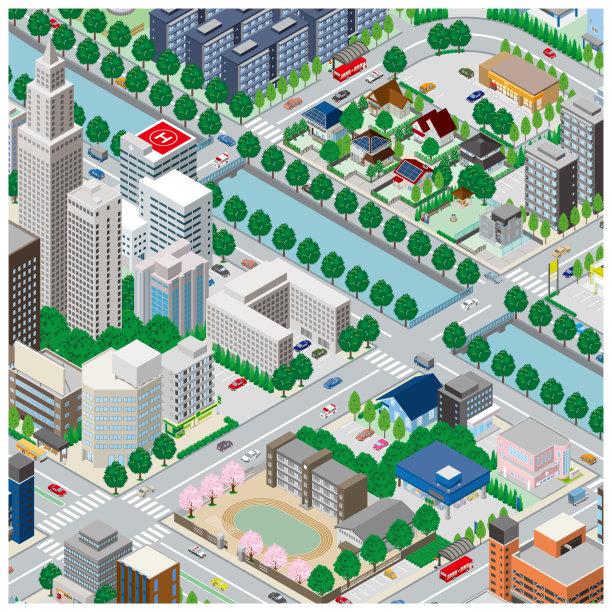 城市景观的三维视图。城市景观。图片下载