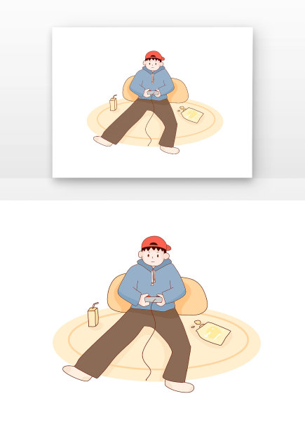 手绘打游戏人物图片下载