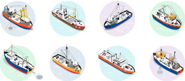 渔船组合物图片下载