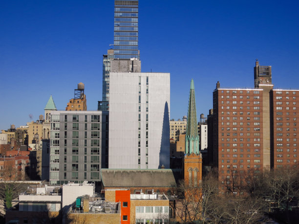 纽约曼哈顿市中心天际线大厦早晨日出图片下载