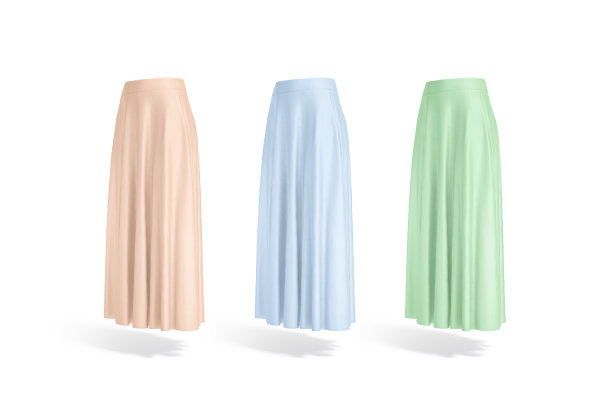 空白彩色女性长裙模型，前视图图片下载