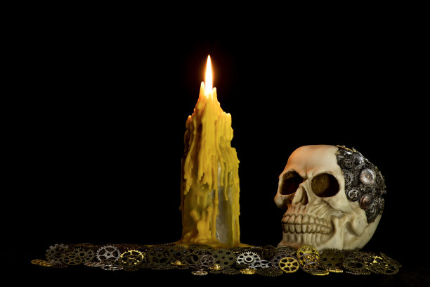 头骨和齿轮家的头骨和齿轮的大脑戏剧性的一天死亡雕像图片下载