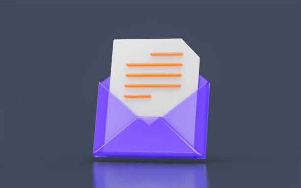 信封文件标志极简的外观在黑暗背景3d渲染图片下载