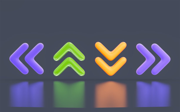 两个左右上下箭头标志极简的黑暗背景3d图片下载