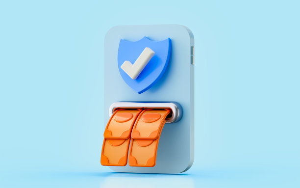 自动提款机上有对号标志和三维图示，可以安全地提现图片下载