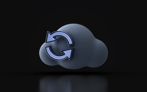 云刷新标志上的暗背景3d渲染概念的数据图片下载