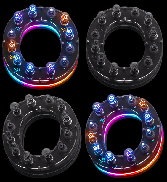 未来的灯字体。关闭和打开。字母O图片下载