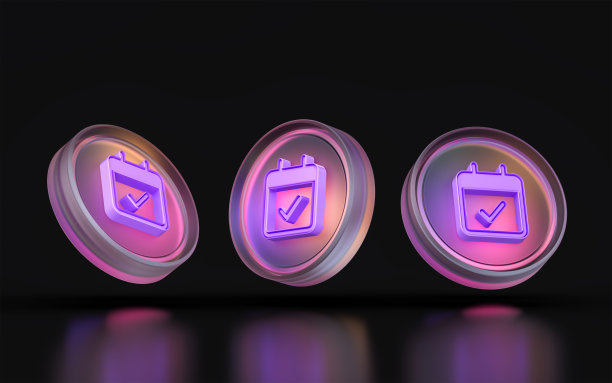 玻璃形态检查标志图标三视角彩色渐变灯图片下载