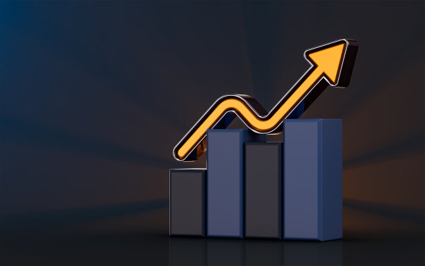 业务增长图表上的图标在黑暗背景3d图片下载