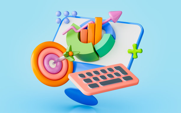 桌面图上用靶心箭头3d渲染业务利润图图片下载