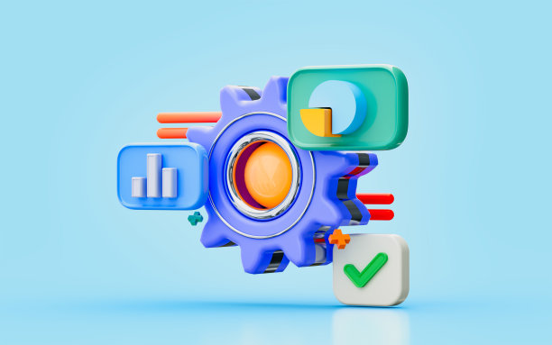 业务饼图齿轮3d插图利润增长设置图片下载