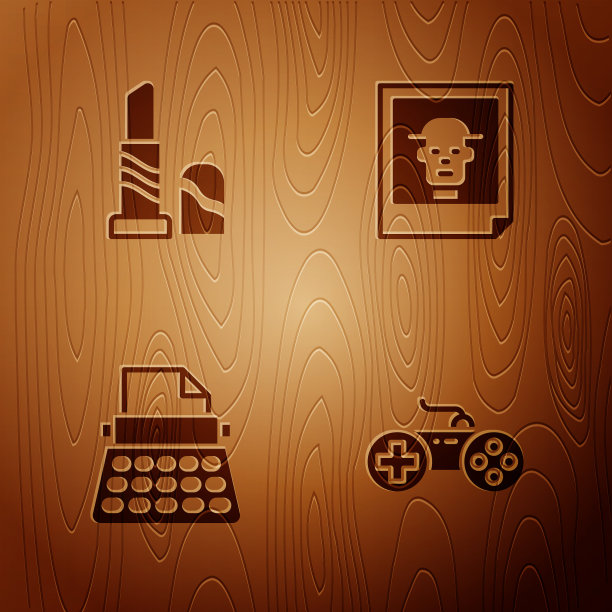 设置手柄、口红、复古打字机和照片图片下载