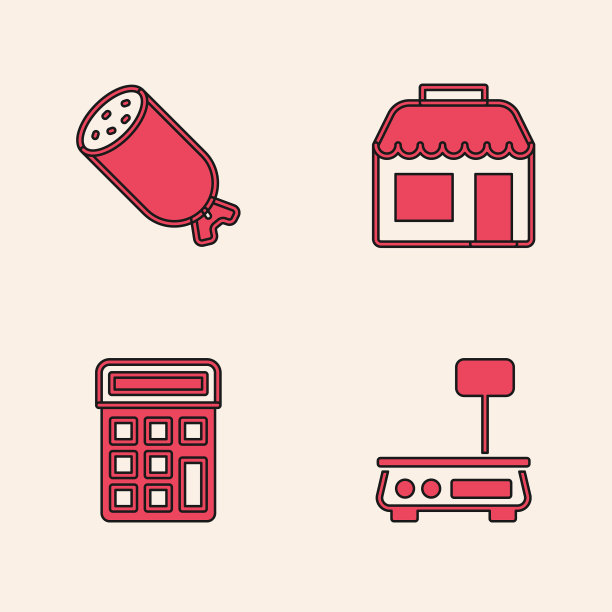 萨拉米香肠市场设电子秤图片下载