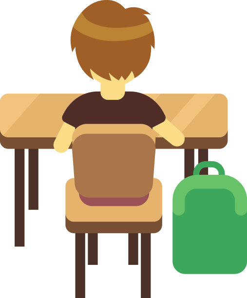 学生在课桌上学习，孩子的背影图片下载