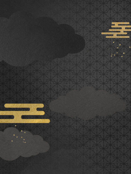 日本风格的背景与金色的云海和黑色的纹理。新年贺卡，婚礼和其他庆祝活动的模板。图片下载