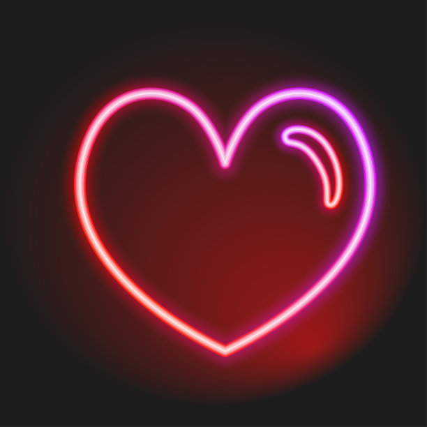 霓虹心形，矢量插图，爱的象征和标志图片下载