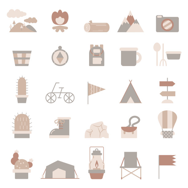 户外露营插图图标集图片下载