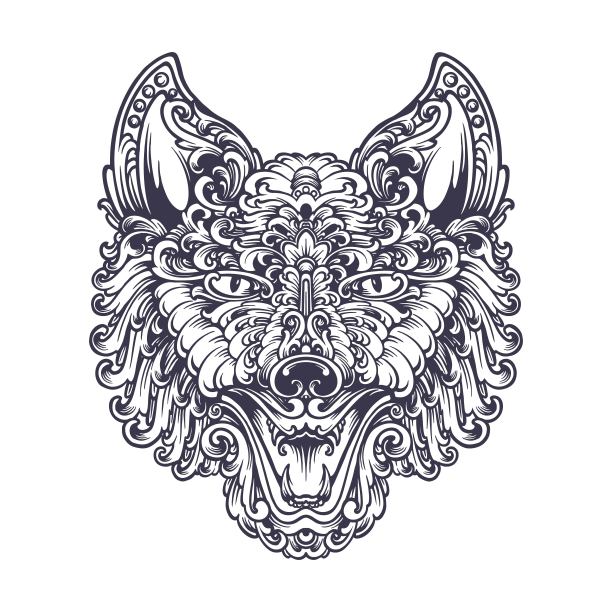 豪华头狗装饰剪影图片下载