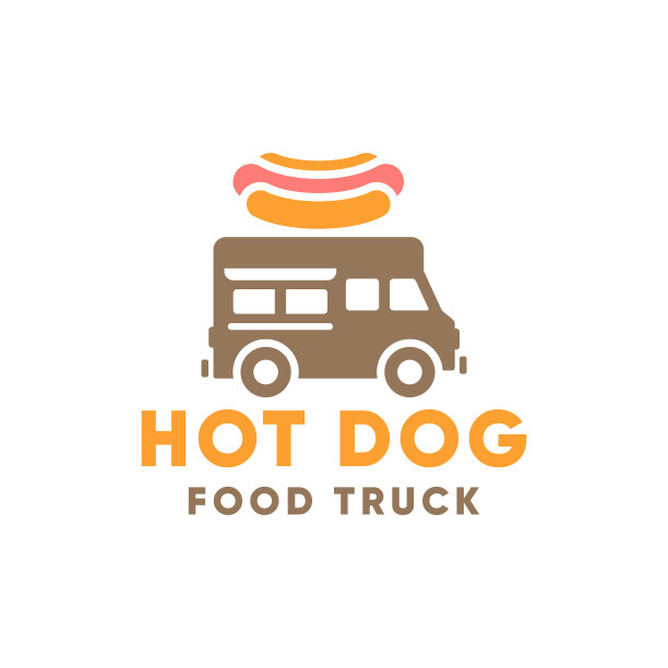 餐车热狗车。移动食品市场在公共汽车平面风格，矢量插图孤立在白色背景。现代的标志。图片下载