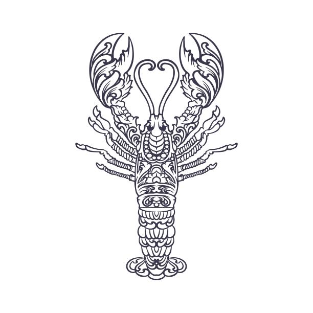 龙虾优雅的装饰轮廓图片下载