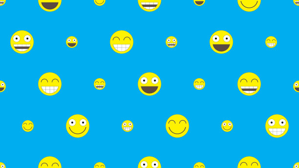 快乐的脸表情符号无穷无尽的无缝图案中空透明的背景阿尔法通道图片下载