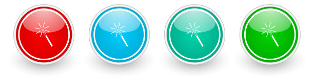 魔棒矢量图标，彩色光滑的白色按钮图片下载