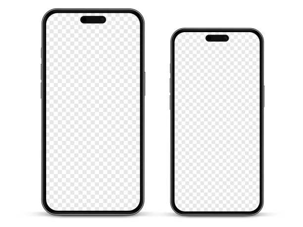 3D逼真的高质量智能手机模型与孤立的背景。智能手机模型集合。设备前视图。3D手机与白色背景阴影。图片下载