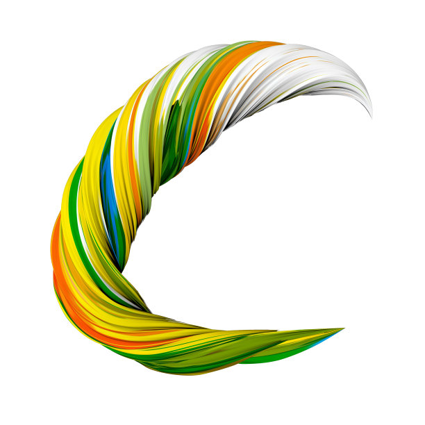 3d字母，丙烯字母c，绿色和黄色的字母图片下载