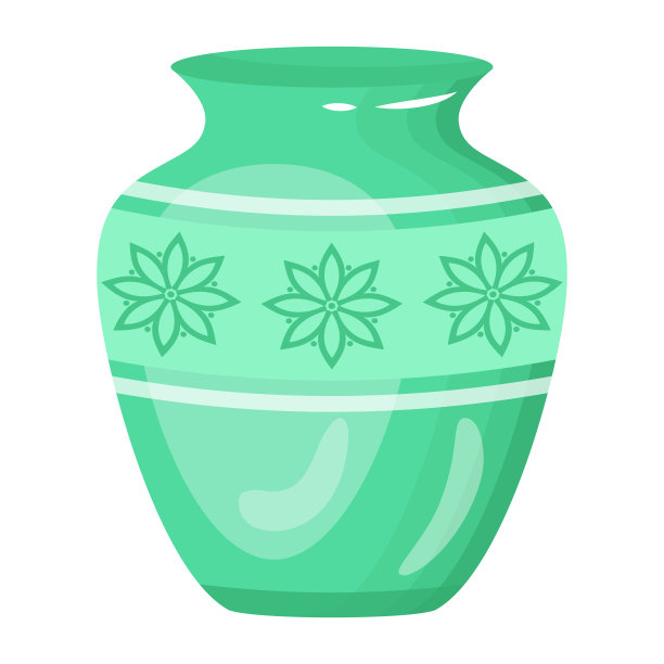 陶瓷花盆平面插图矢量图片下载