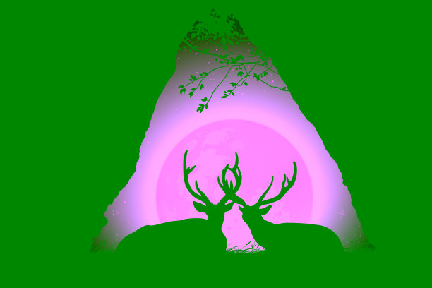 山洞里的两只鹿图片下载