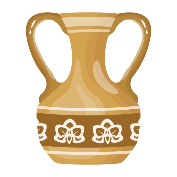 陶瓷花盆平面插图矢量图片下载