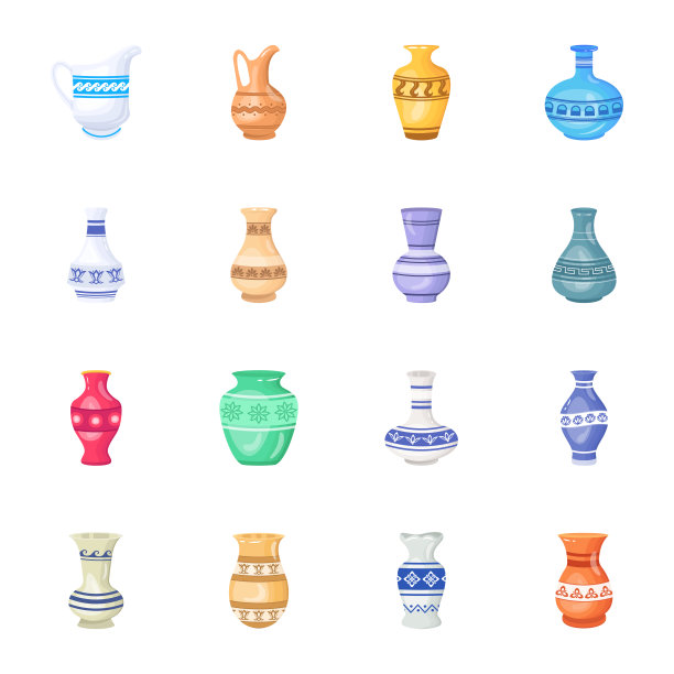 各种花瓶平面插图图片下载