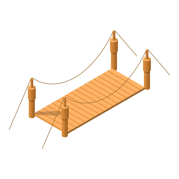 摘要等距三维悬索桥城镇城市城市基础设施孤立矢量设计风格图片下载