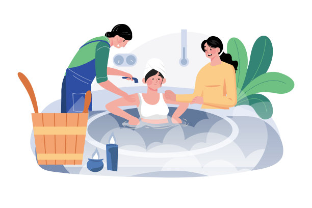 在桑拿房里放松的女人。图片下载