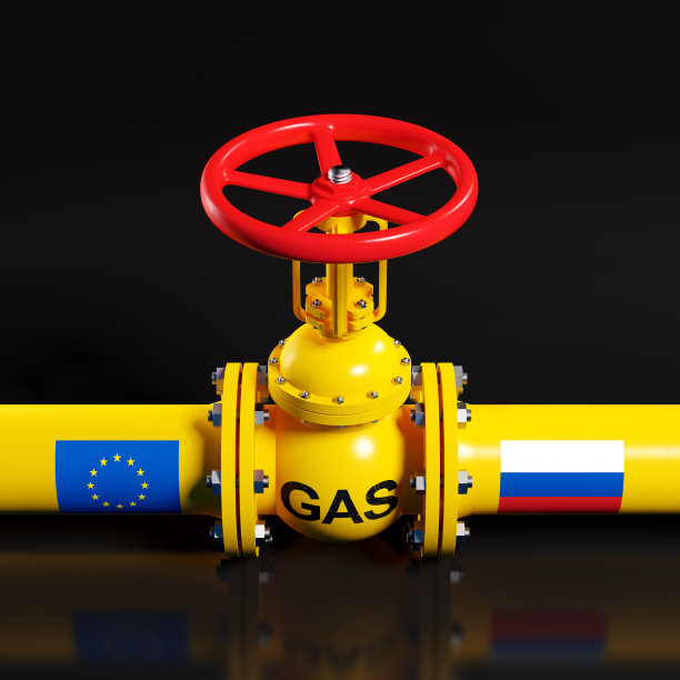 欧盟和俄罗斯之间的天然气管道。主燃气管道上的阀门。图片下载
