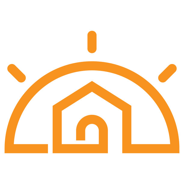 太阳屋标志设计模板矢量插图图片下载