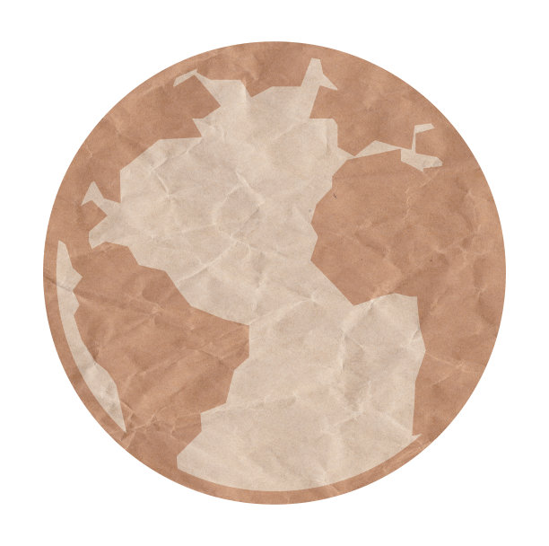 硬纸板做成的世界图标，再生纸做成的地球仪，手工地图。图片下载