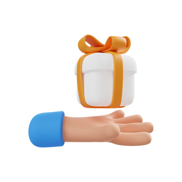 3D渲染现代手势图标，3D图标礼品在手。3d渲染卡通手臂的握住姿势。商业剪辑艺术孤立的白色背景图片下载