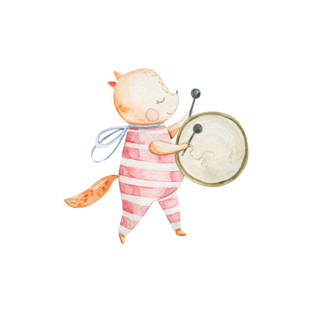 可爱的马戏团卡通水彩插图。马戏团动物的插图。可爱的卡通人物图片下载